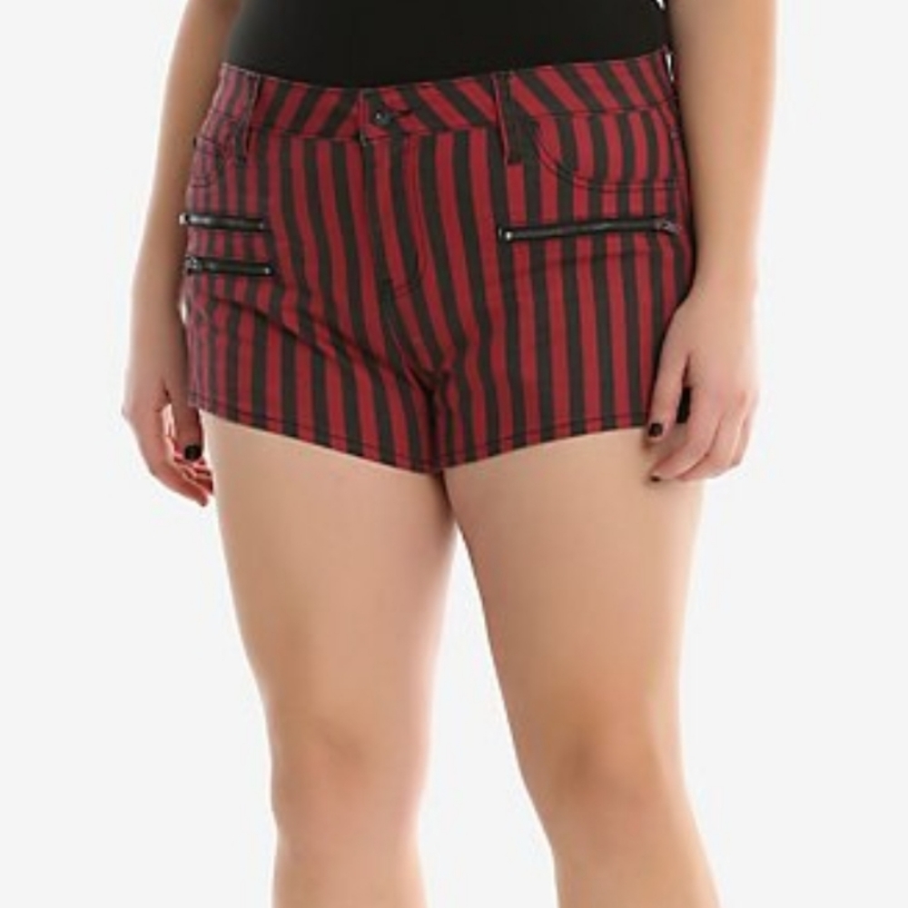 Blackheart Red Black Striped Low Rise Shorts 16